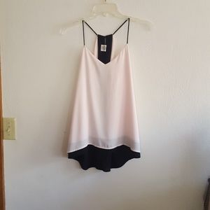 EUC Strappy pale pink and black chiffon-like top